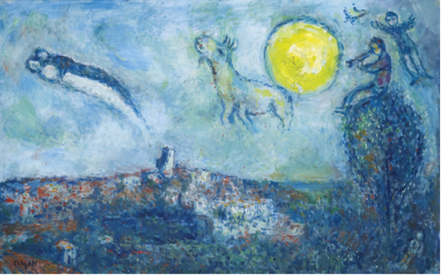 "Soleil dans le ciel de Saint Paul", Huile sur toile, 1983, Chagall