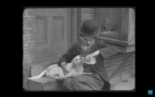 Charlie Chaplin et son animal de compagnie dans A Dog’s Life. 