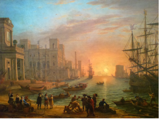 "Port de mer au soleil couchant", Huile sur toile, 1639, Gelée dit Le Lorrain